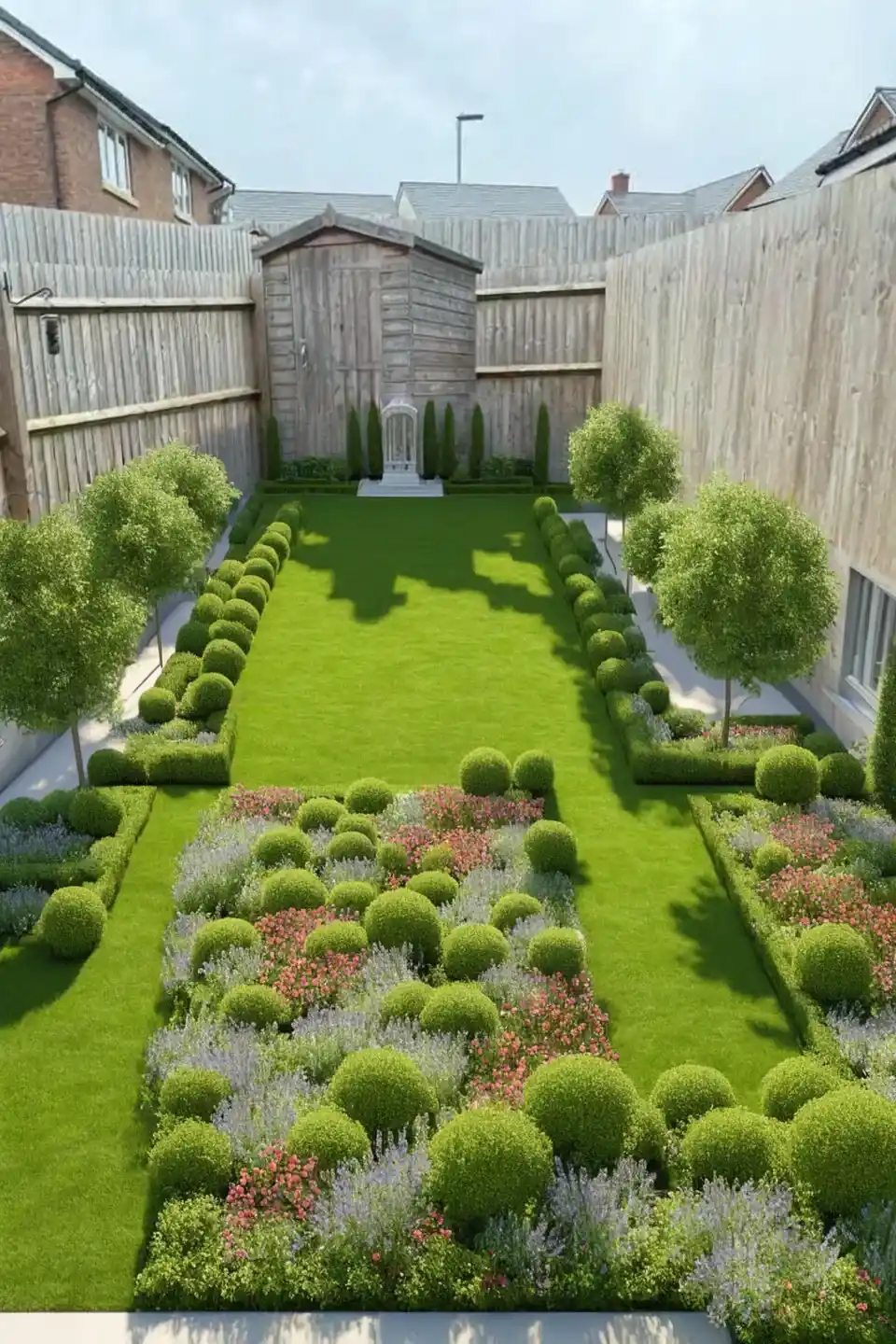 A balanced symmetrical yard that brings elegance to your backyard