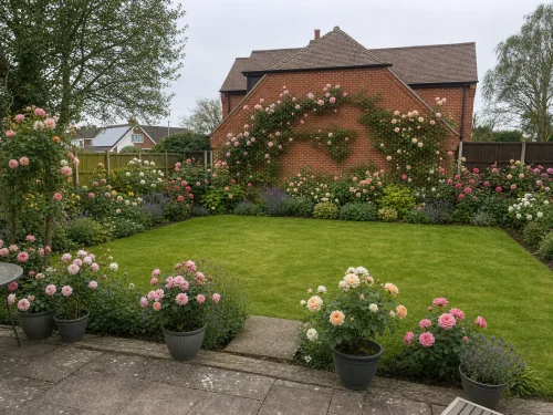 Rose garden designed with the free trial on Rescape AI