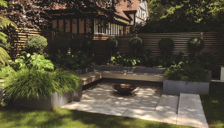 Geometric contemporary garden layout with clean lines