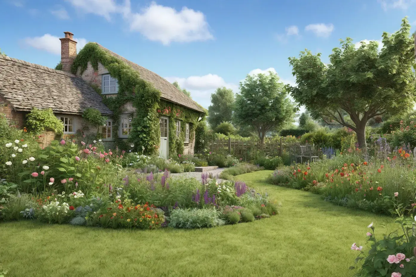 Fully stylized like an English Cottage Garden
