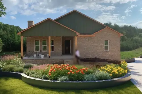 AI Generated Designs Flowing organic flower bed showcasing an abundance of plant life.